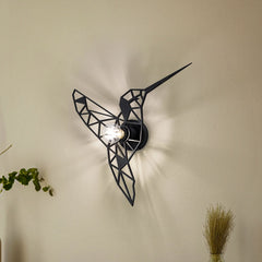 Applique murale W-053 Lasercut en bois, noir, hauteur 44 cm
