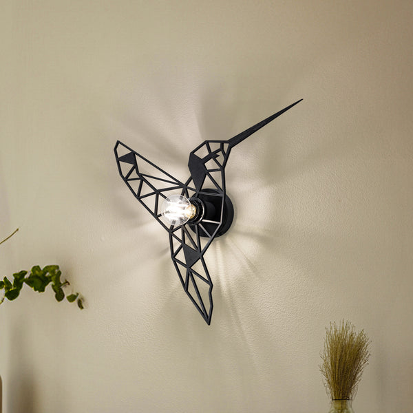 Applique murale W-053 Lasercut en bois, noir, hauteur 44 cm