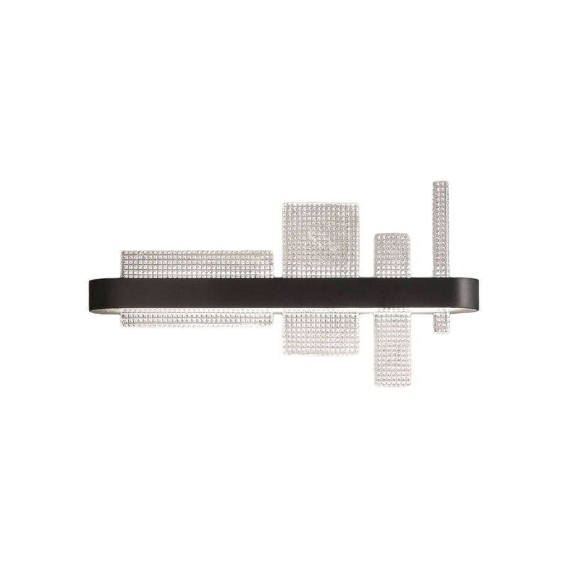 Applique murale LED Ribbon A65 en verre, noir mat et transparent, hauteur 33 cm