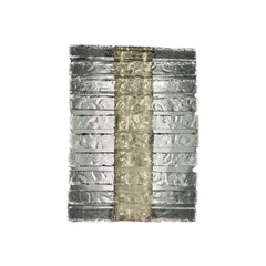 Applique murale LED Vegas en verre, feuille d'or et transparent structuré, hauteur 38 cm