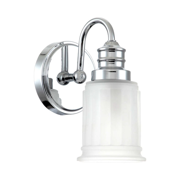 Applique murale Swell en verre, chromé poli et blanc, hauteur 23,7 cm, IP44