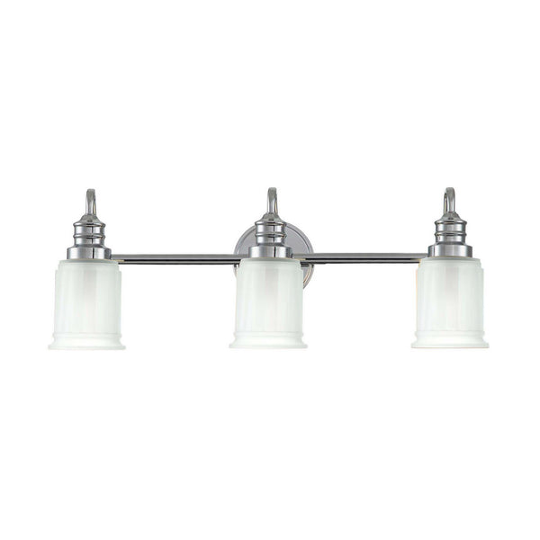 Applique murale Swell en verre, chromé poli et blanc, 3 lumières, hauteur 23,7 cm, IP44