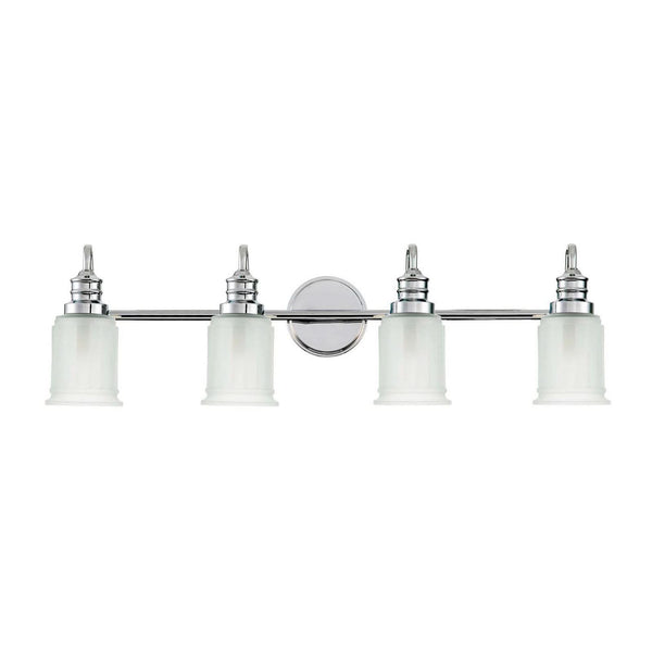 Applique murale Swell en verre, chromé poli et blanc, 4 lumières, hauteur 23,7 cm, IP44