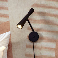 Applique murale Bordeaux en métal, noir, hauteur 34 cm
