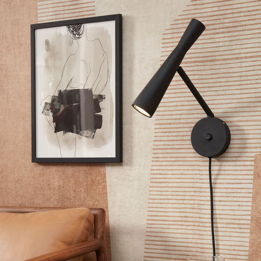 Applique murale Bordeaux en métal, noir, hauteur 34 cm