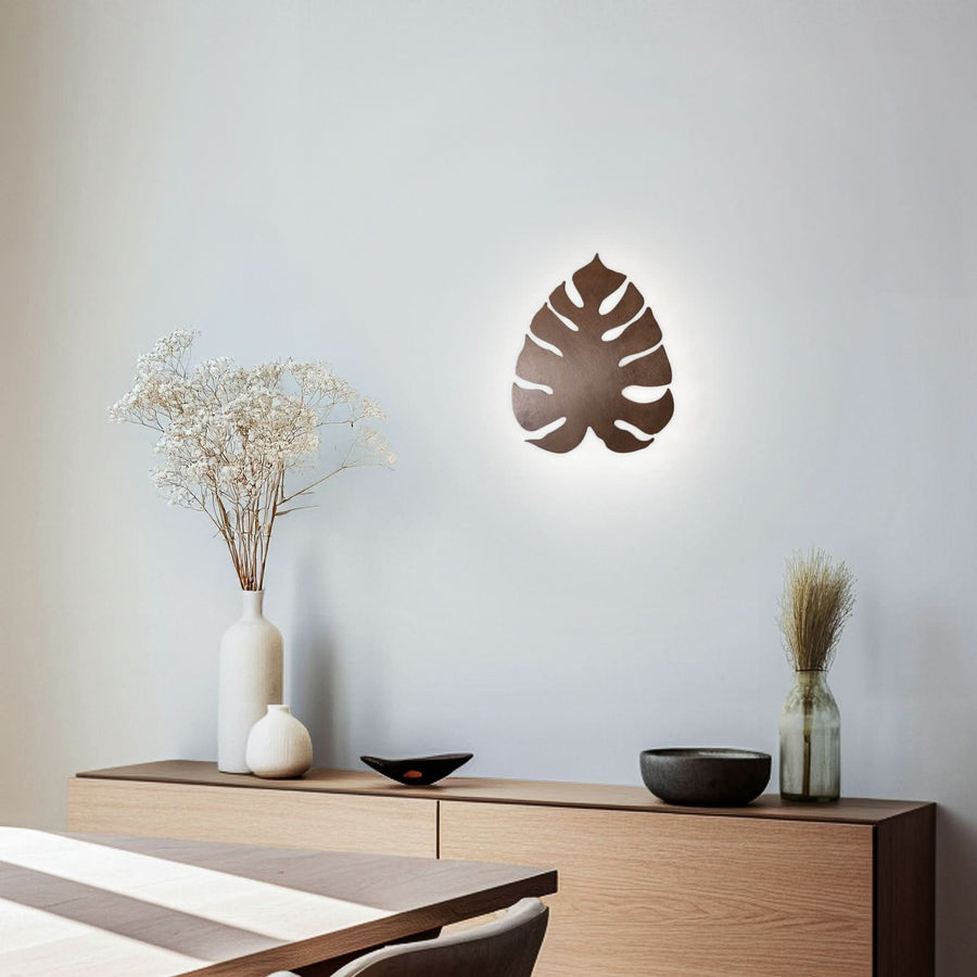 Applique murale Folah en bois, noyer, 3 lumières, hauteur 40 cm