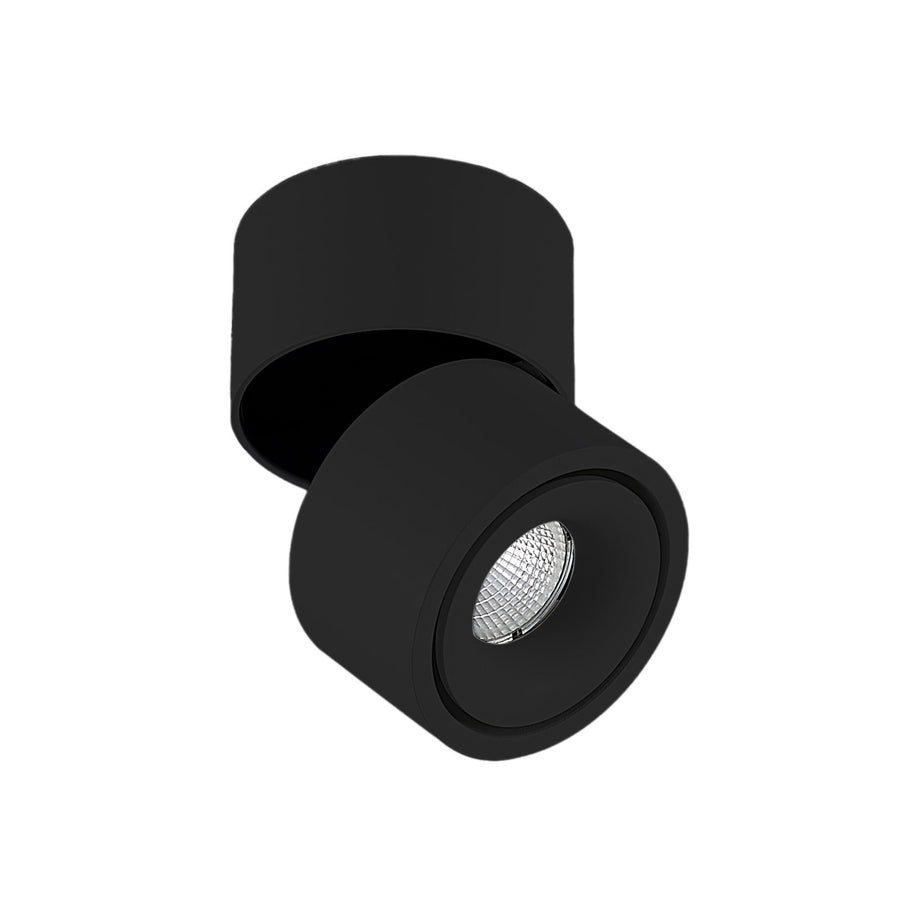 Vue produit sur fond blanc, détail de la lentille et de la finition noire mate.