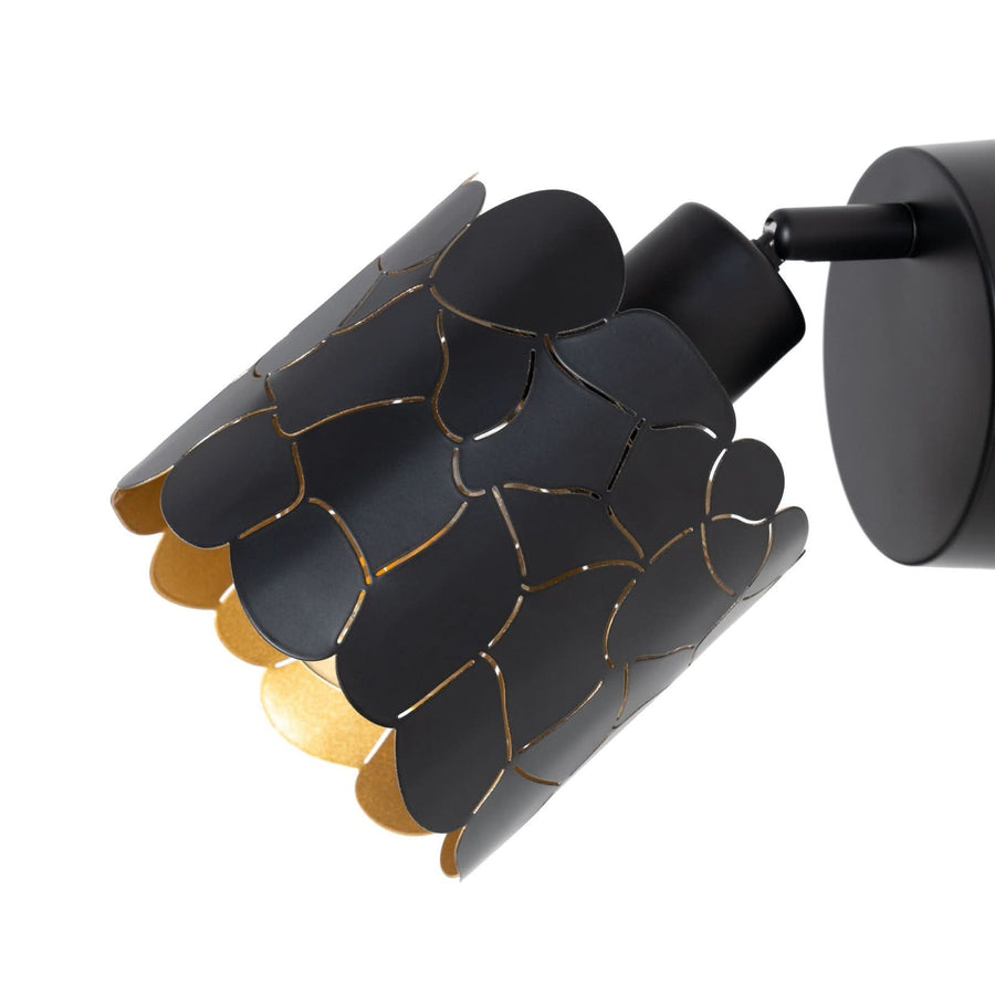 Applique murale en métal, noir et doré, Ø 12 cm