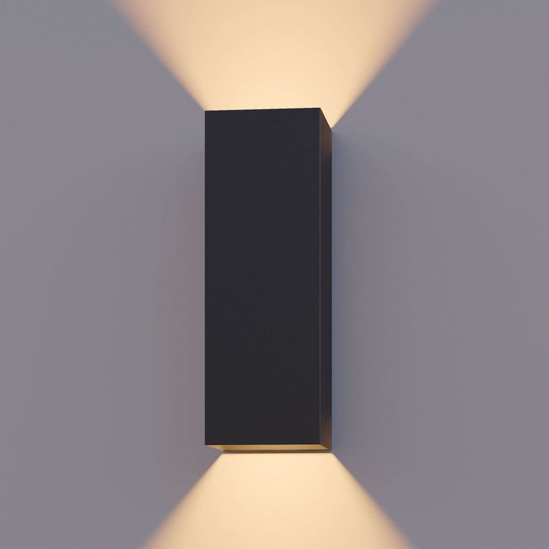 Applique d'extérieur LED Rectangle en verre, noir, hauteur 23 cm, IP54