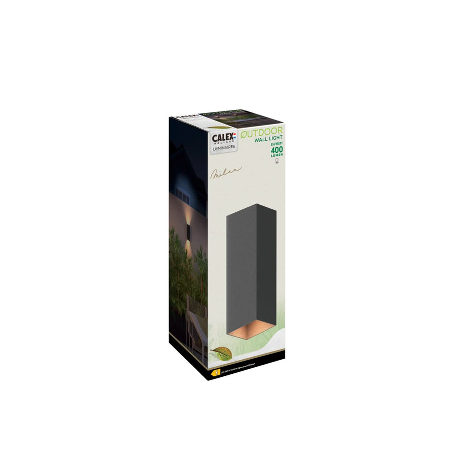 Applique d'extérieur LED Rectangle en verre, noir, hauteur 23 cm, IP54