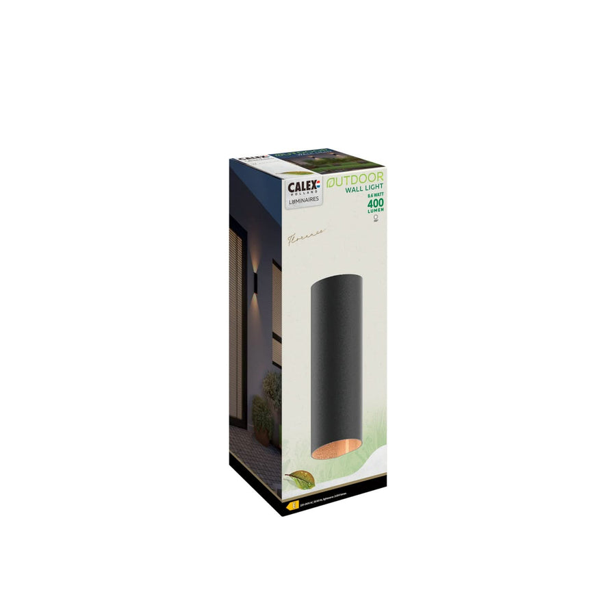 Applique d'extérieur LED Round en verre, noir, hauteur 23 cm, IP54