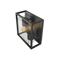 Applique d'extérieur en aluminium, noir et transparent, 2 lumières, hauteur 20 cm, IP44