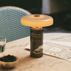 Lampe à poser d'extérieur LED rechargeable Trip en verre, gris foncé et gris brillant, Ø 17 cm, IP44