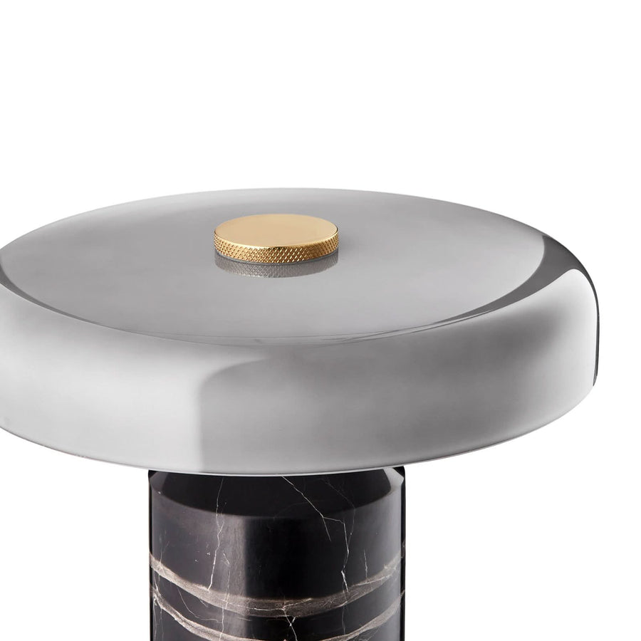 Lampe à poser d'extérieur LED rechargeable Trip en verre, gris foncé et gris brillant, Ø 17 cm, IP44