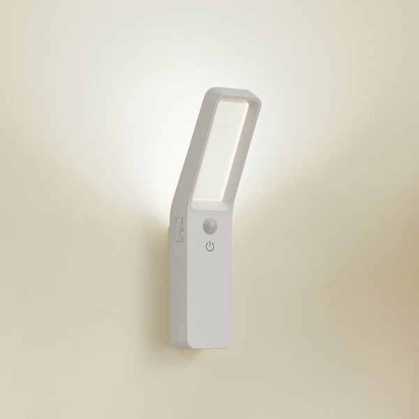 Applique murale LED rechargeable Taska, blanc mat et transparent, hauteur 18 cm