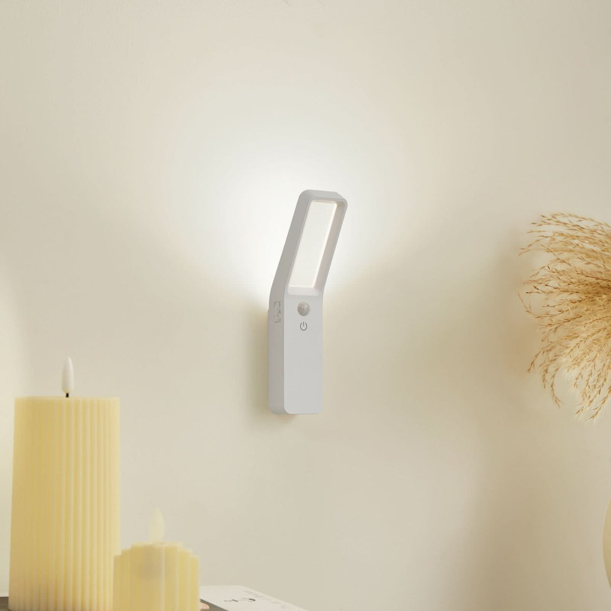 Applique murale LED rechargeable Taska, blanc mat et transparent, hauteur 18 cm
