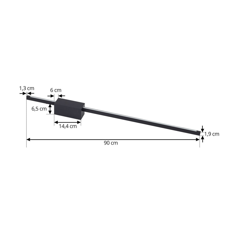 Applique murale LED en aluminium, noir, hauteur 6 cm