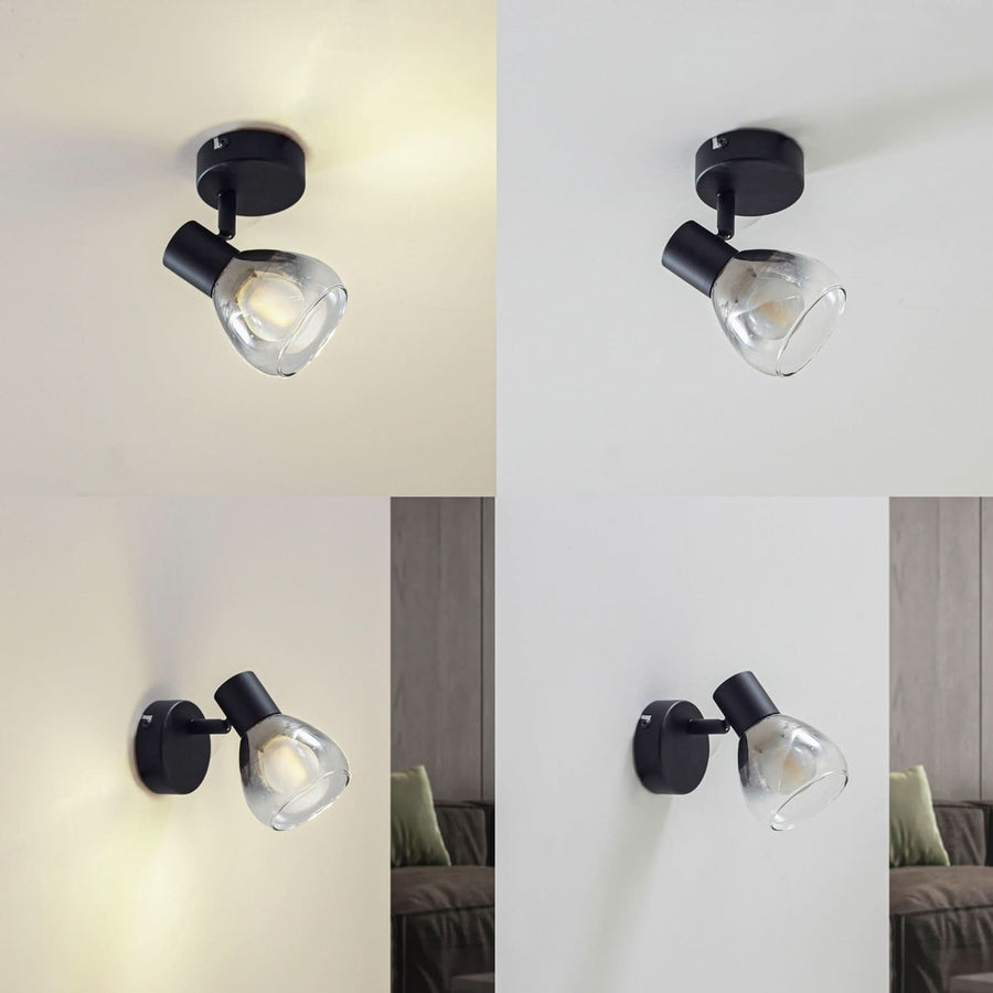 Applique murale Pendura en verre, gris fumée et noir, Ø 9 cm
