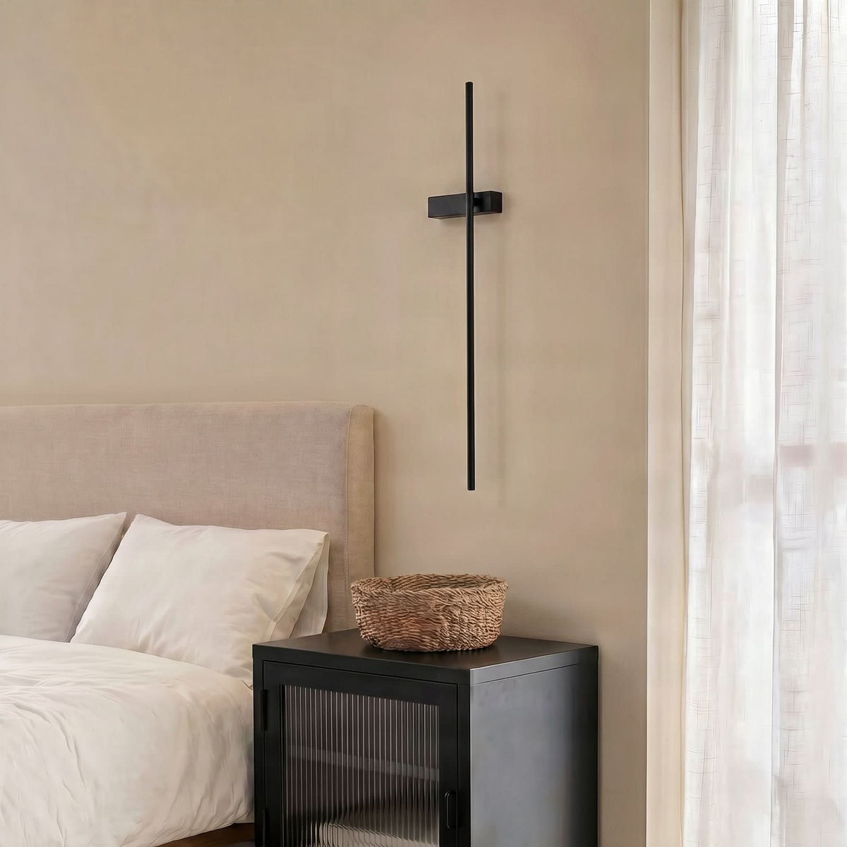 Applique murale LED Natsumi en aluminium, noir, hauteur 90 cm
