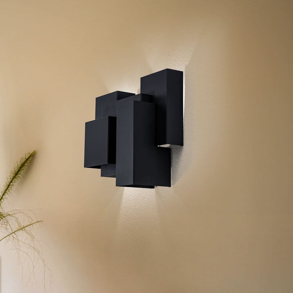 Applique murale Wall en acier, noir, 5 lumières, hauteur 32 cm
