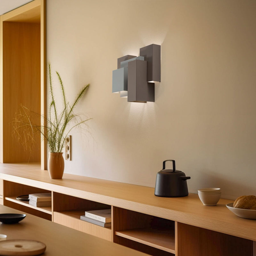 Applique murale Wall en acier, beige, 5 lumières, hauteur 32 cm