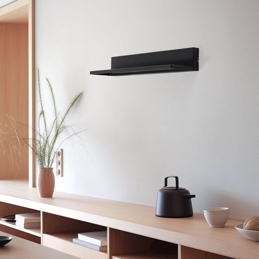 Applique murale LED Shelf en acier, noir, 2 lumières, hauteur 10 cm