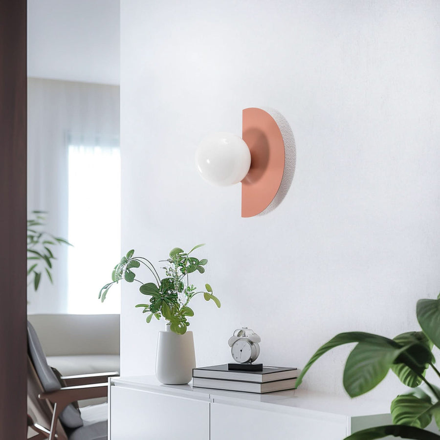 Applique murale Loop Coral en verre, corail et blanc, hauteur 28 cm