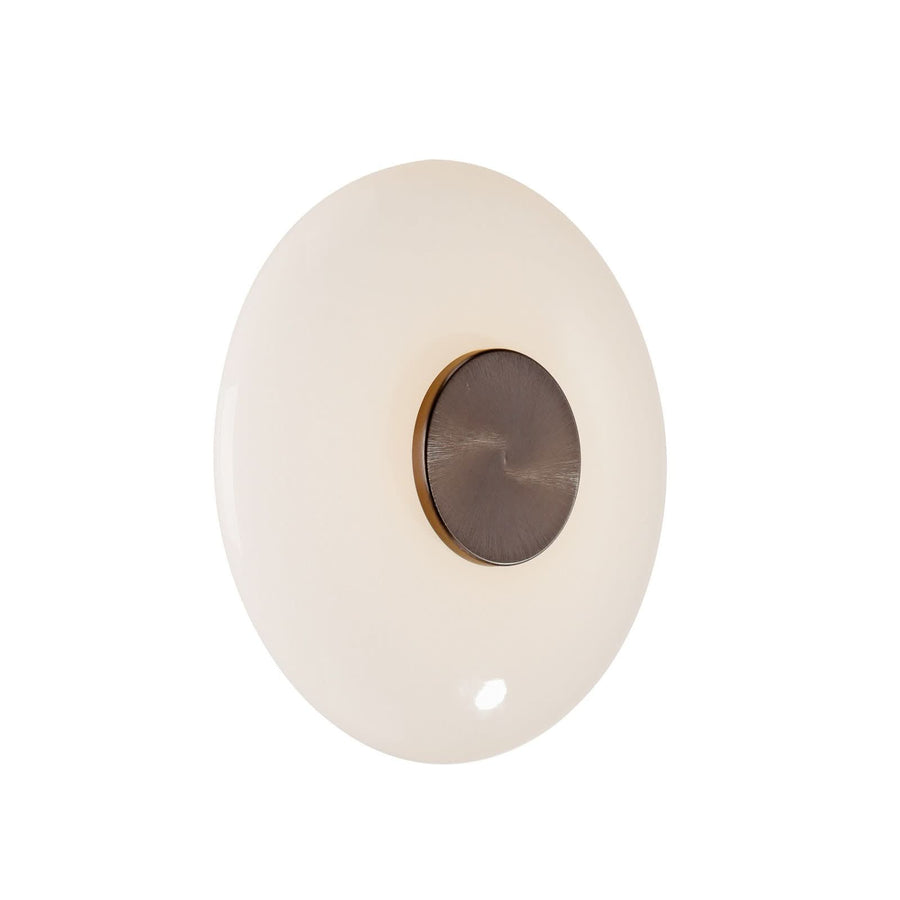 Applique murale LED Vitrum en verre, marron et blanc satiné, Ø 22 cm