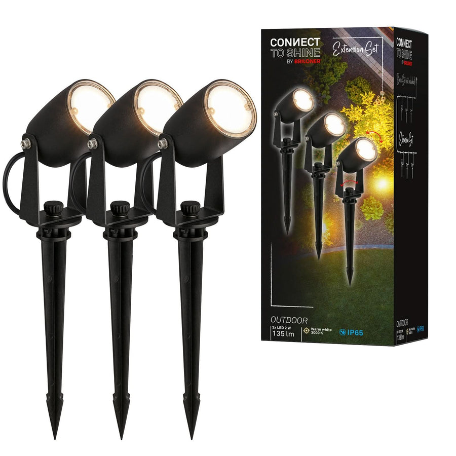 Spot à piquer d'extérieur LED 3928035 12 V, noir, 3 lumières, Ø 4 cm, IP65