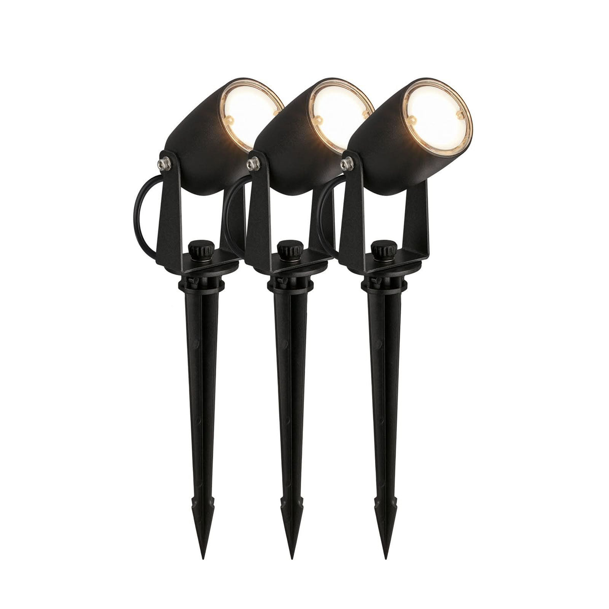 Spot à piquer d'extérieur LED 3928035 12 V, noir, 3 lumières, Ø 4 cm, IP65