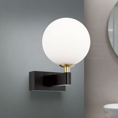 Applique murale Mara en verre, noir et blanc, hauteur 17,5 cm, IP44