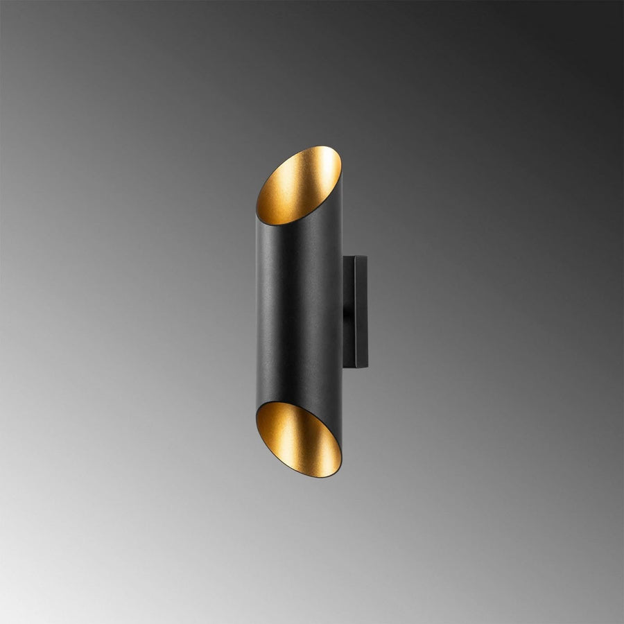 Applique murale Cut 11810 en métal, noir doré, 2 lumières, hauteur 30 cm
