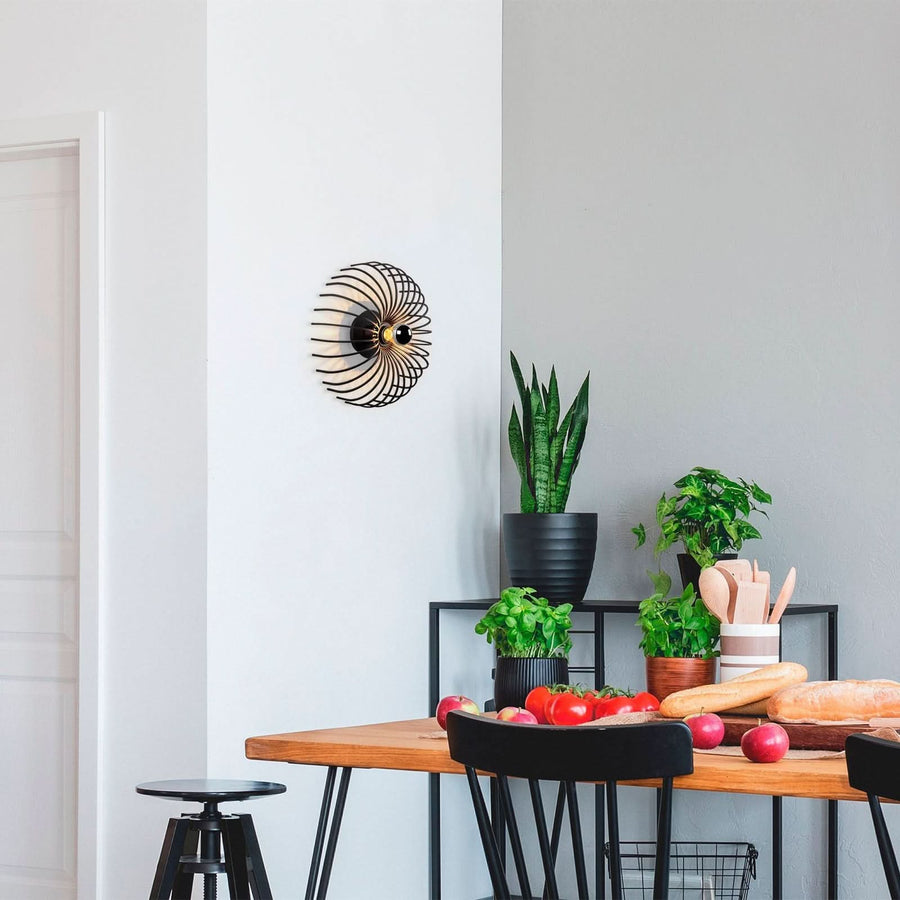 Applique murale Aspendos N-645 en métal, noir, Ø 36 cm