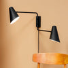 Applique murale Cale en métal, noir, 2 lumières, hauteur 46 cm