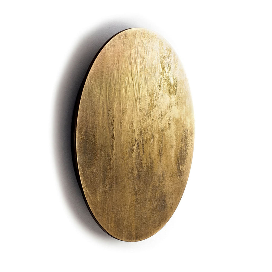 Applique murale LED Ring L en bois, doré, Ø 35 cm