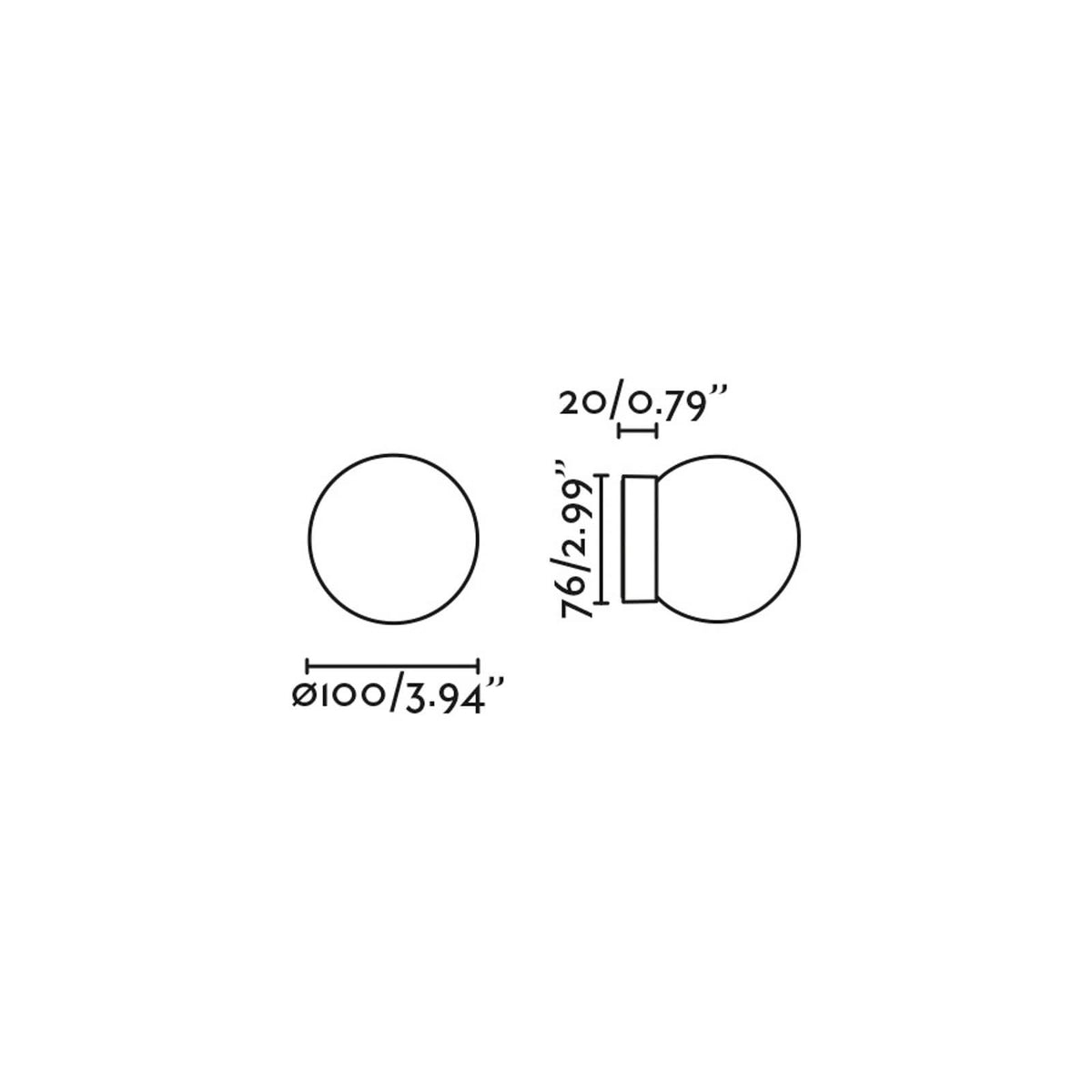 Applique murale LED Ping en verre, blanc et noir, Ø 10 cm, IP44