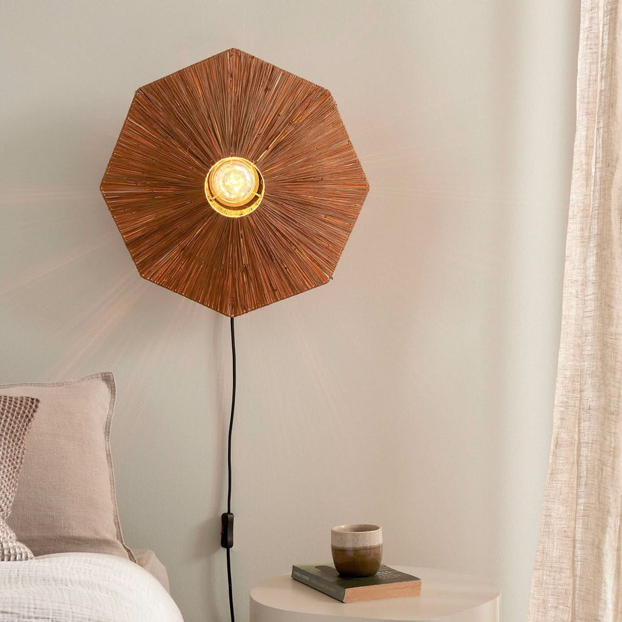 Applique murale Panama en bois, marron et noir, Ø 45 cm
