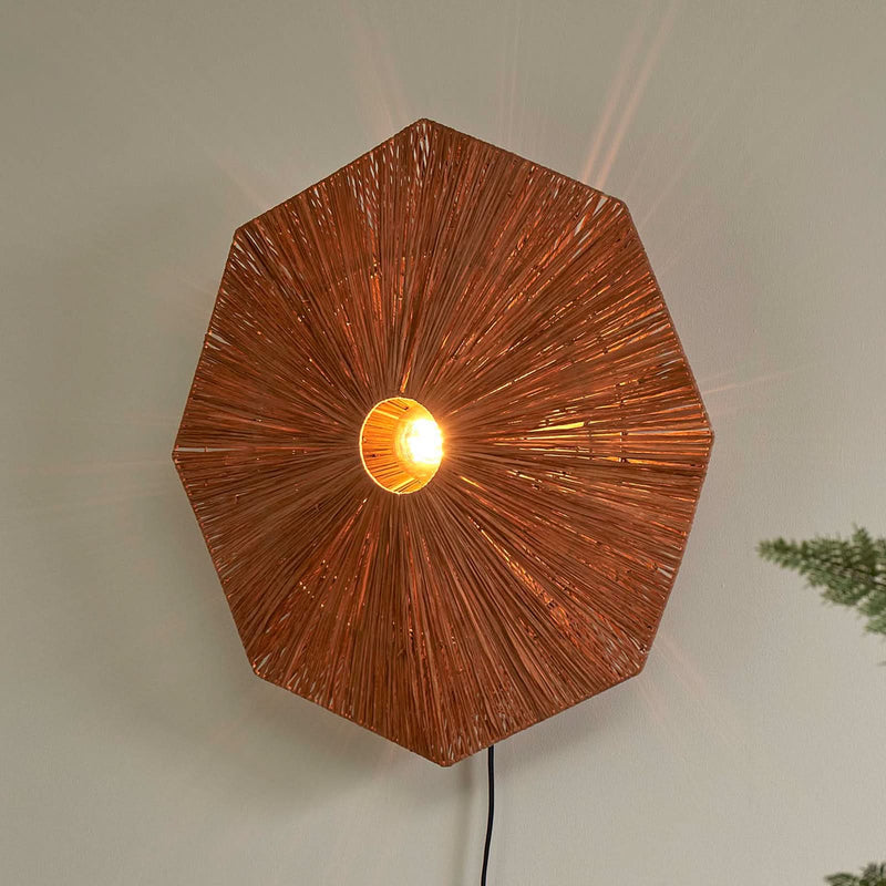 Applique murale Panama en bois, marron et noir, Ø 65 cm