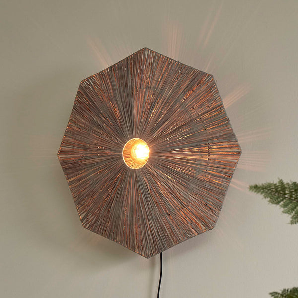 Applique murale Panama en bois, gris et noir, Ø 65 cm
