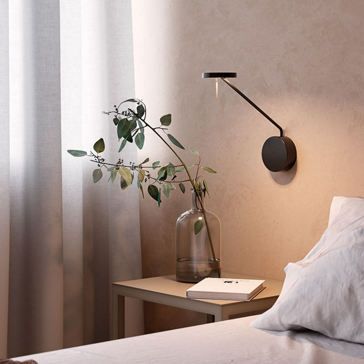 Applique murale LED Invisible Reader en aluminium, noir, Ø 12 cm