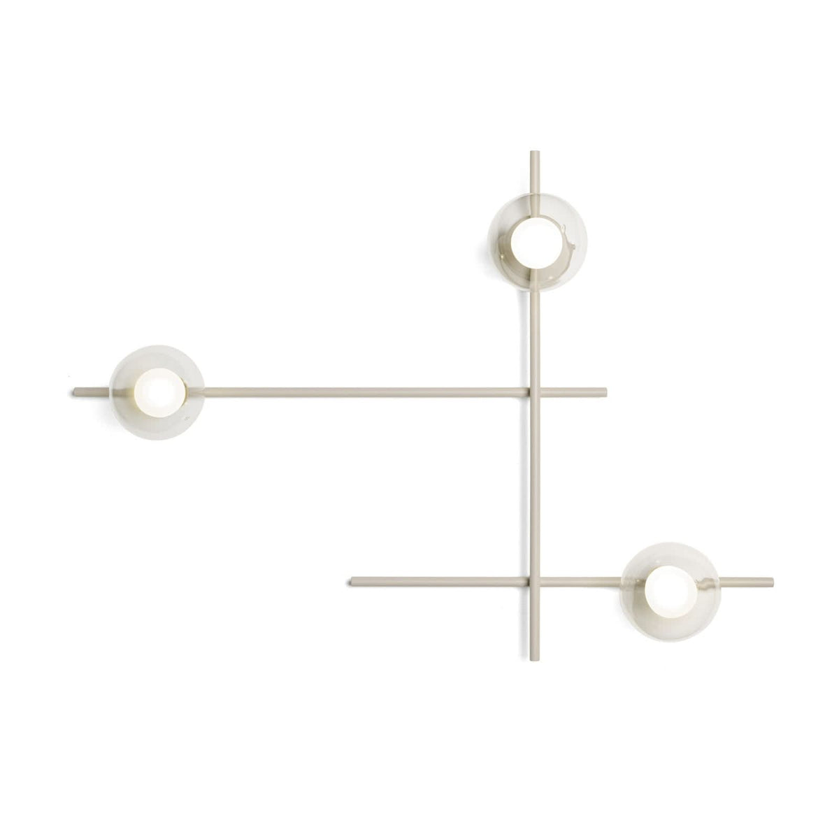 Applique murale Mikado en verre, beige et transparent, 3 lumières, hauteur 69,5 cm
