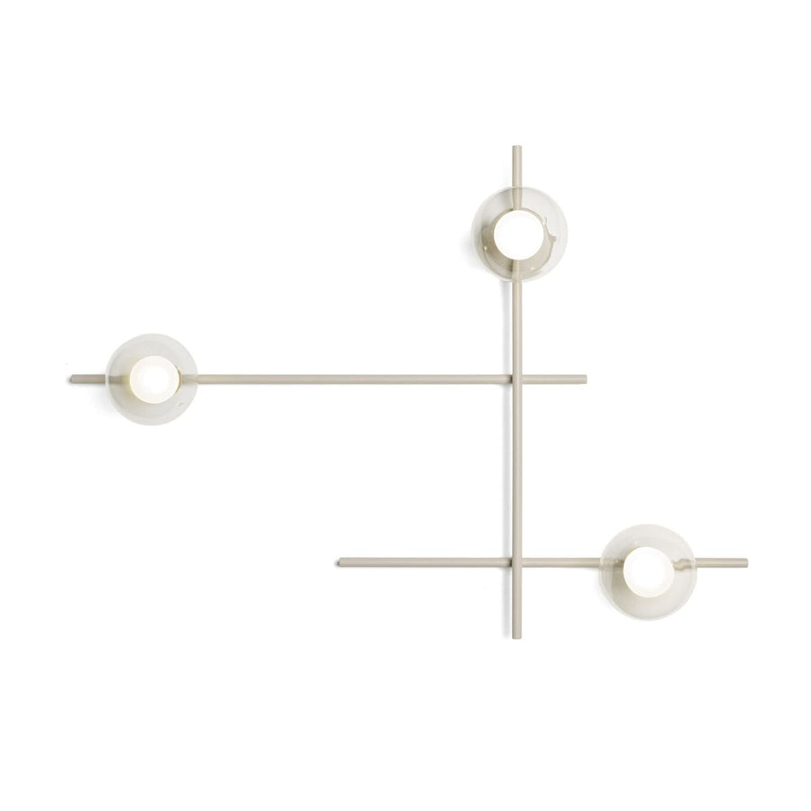 Applique murale Mikado en verre, beige et transparent, 3 lumières, hauteur 69,5 cm