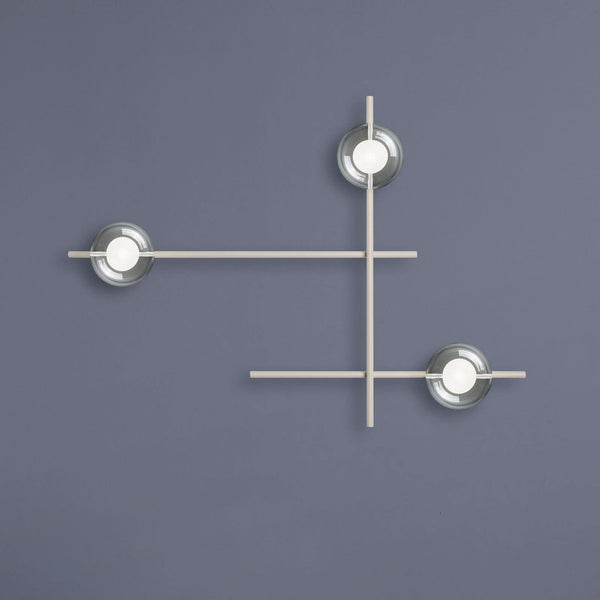 Applique murale Mikado en verre, beige et transparent, 3 lumières, hauteur 69,5 cm