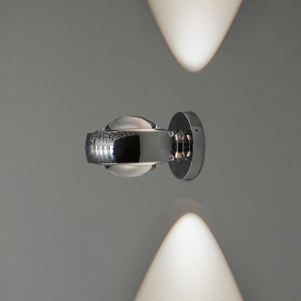 Applique murale LED Optic en verre, chromé brillant, Ø 12 cm