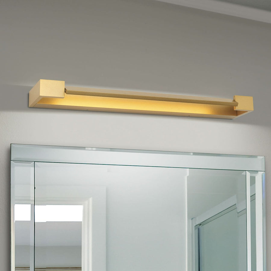 Applique murale LED Marylin en aluminium, doré mat, hauteur 4,2 cm, IP44, 3000 K, 18 W