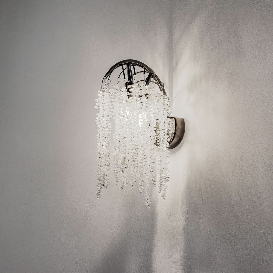 Applique murale Grape en cristal, transparent et noir dichroïque, 2 lumières, hauteur 42 cm
