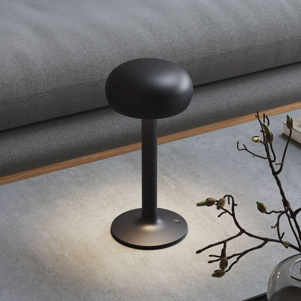 Lampe à poser d'extérieur LED rechargeable Emendo en aluminium, noir, Ø 13 cm, IP44