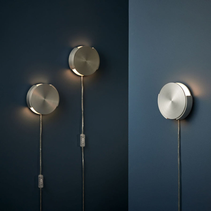 Applique murale Rotate en métal, aluminium brossé, 2 lumières, Ø 15 cm