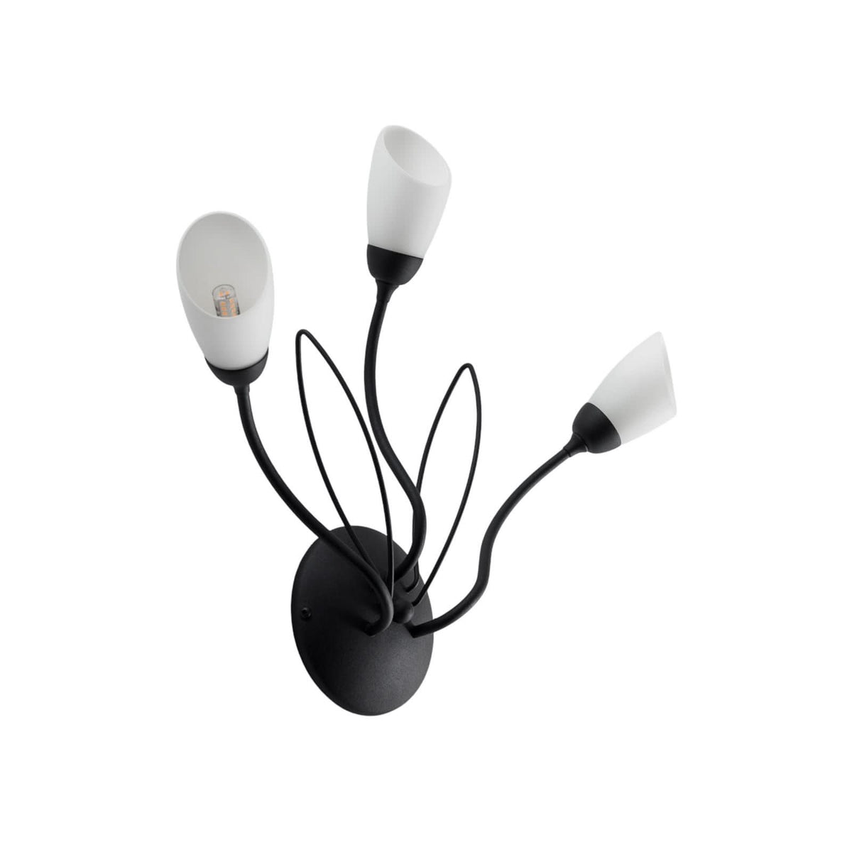 Applique murale Gloriosa en verre, noir et blanc, 3 lumières, hauteur 44 cm