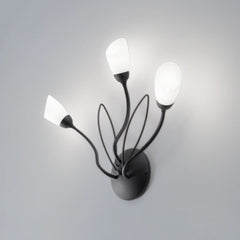 Applique murale Gloriosa en verre, noir et blanc, 3 lumières, hauteur 44 cm